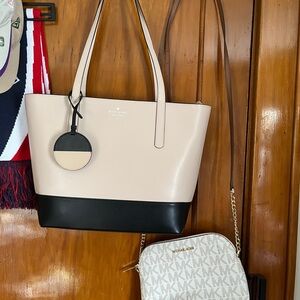 Kate Spade Cream and Black Structured Tote